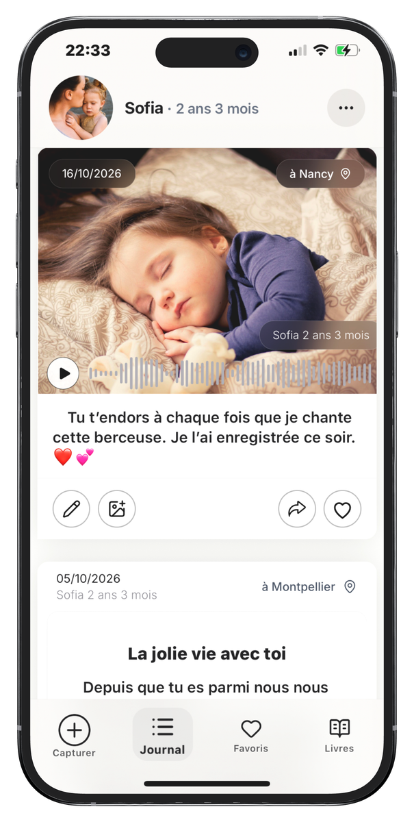 Journal Petit Cœur : souvenir avec audio berceuse